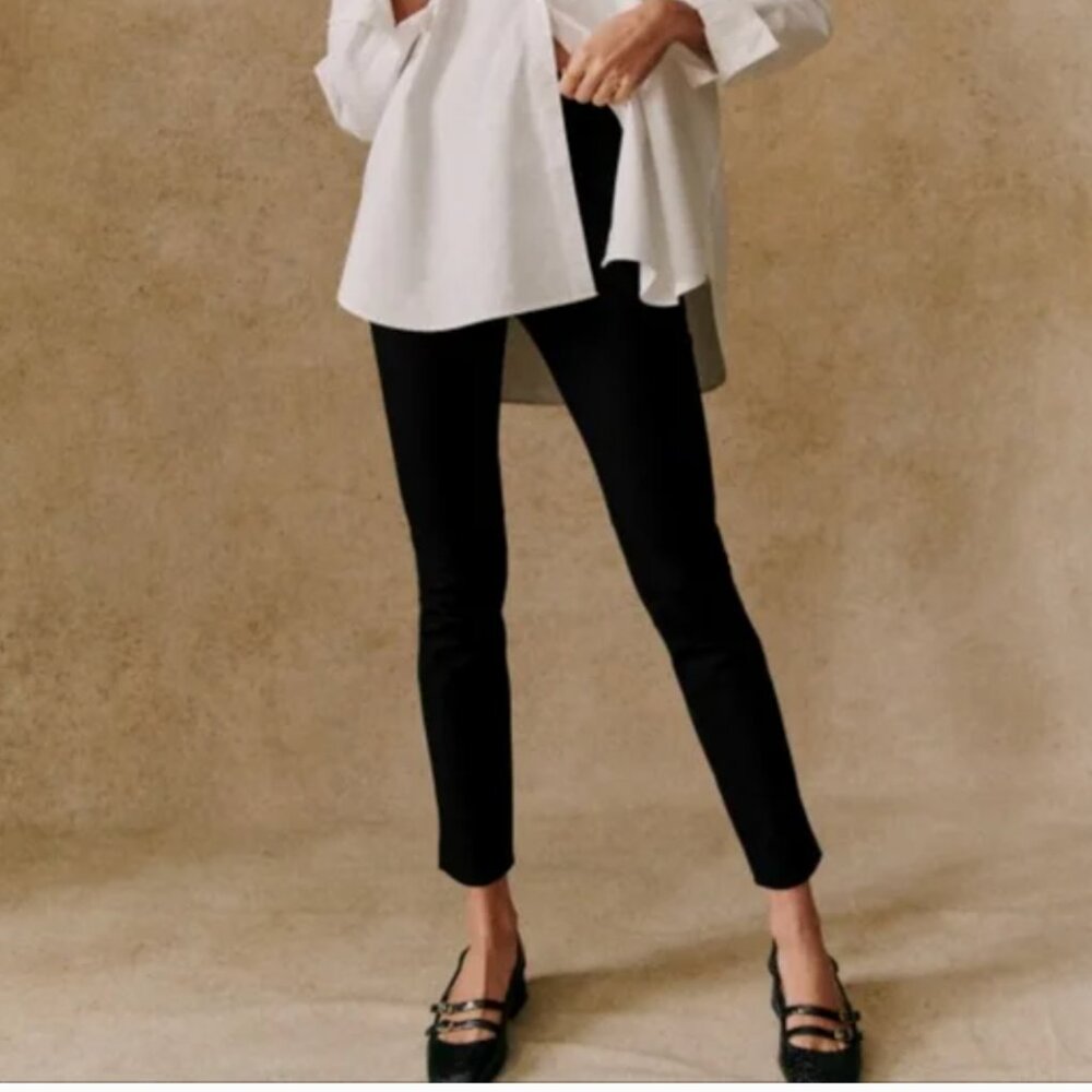 Sezane Clara Side Zip Trouser Pants in Black Size 6